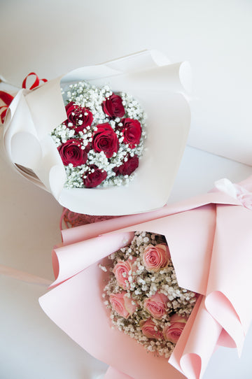 Roses with Baby's Breath Bouquet
